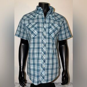 Wrangler Blue and White Plaid Casual Shirt